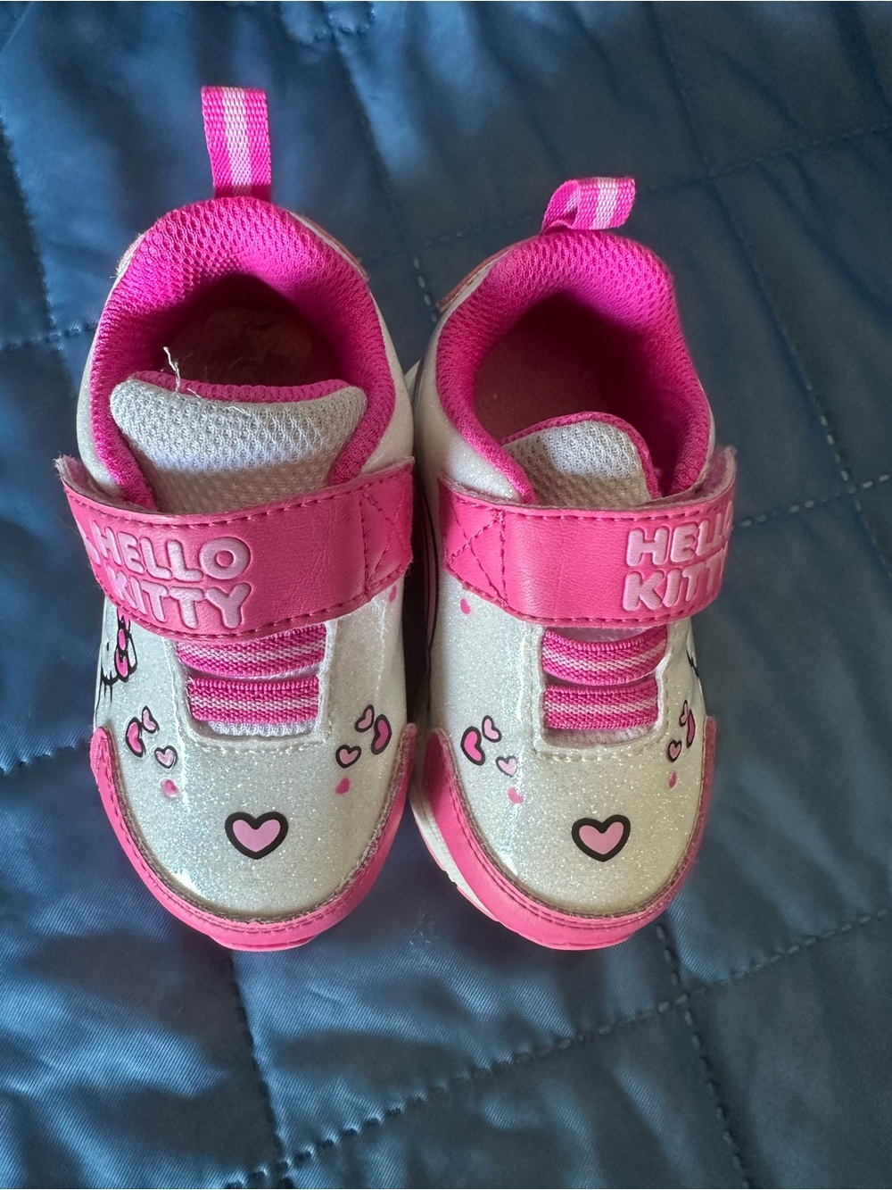 Sanrio Hello Kitty White and Pink Kids Sneakers with Heart Accents